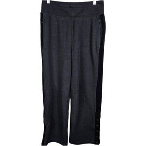 Athleta Retroplush Velvet Detail Black‎ Straight Wide Leg Pants Size Small